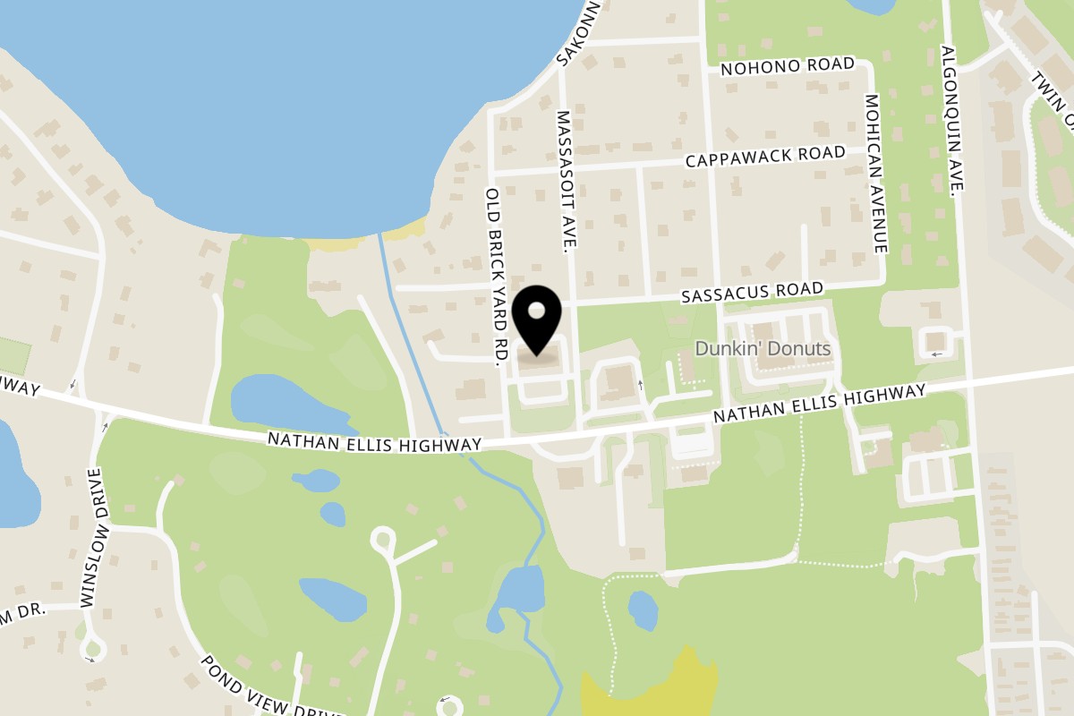 Map showing the location of The Pizza Guyz on 439 Nathan Ellis Hwy #7 in Mashpee